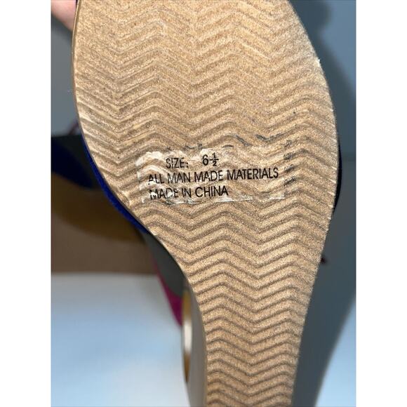 Qupid LISBETH shoes Women Sz 6.5 Ankle Strap Buckle Wedge Platform Sandals Blue - Picture 11 of 12